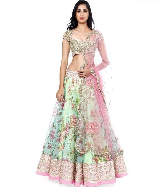 Georgette designer lehenga choli, Technics : Embroidery Work