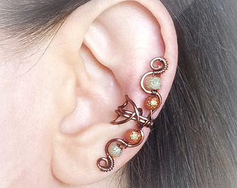 Antique Copper Cuff Earrings