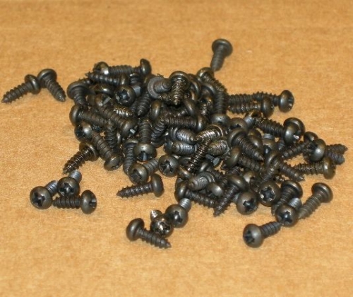 Screws, Black Coated Steel, Round Phillips Head,  2GAUGE, 1/4 inch, (7.5 x 2.0 x 4.0mm),approx.100