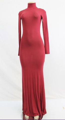 Turtleneck Long red dress