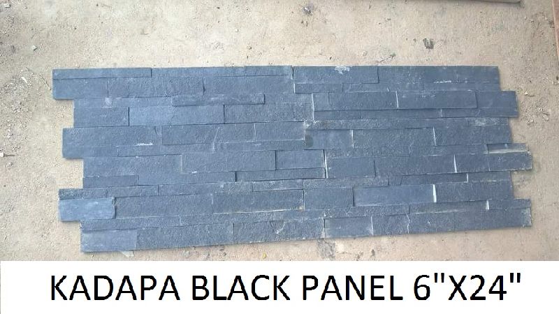 6X24 Kadapa Black And Lime Black Wall Cladding Panel
