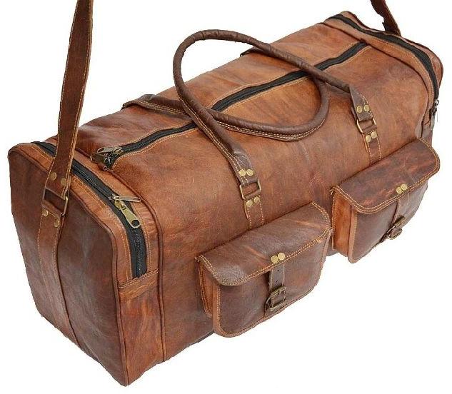 Real goat leather Square luggage travel big bag
