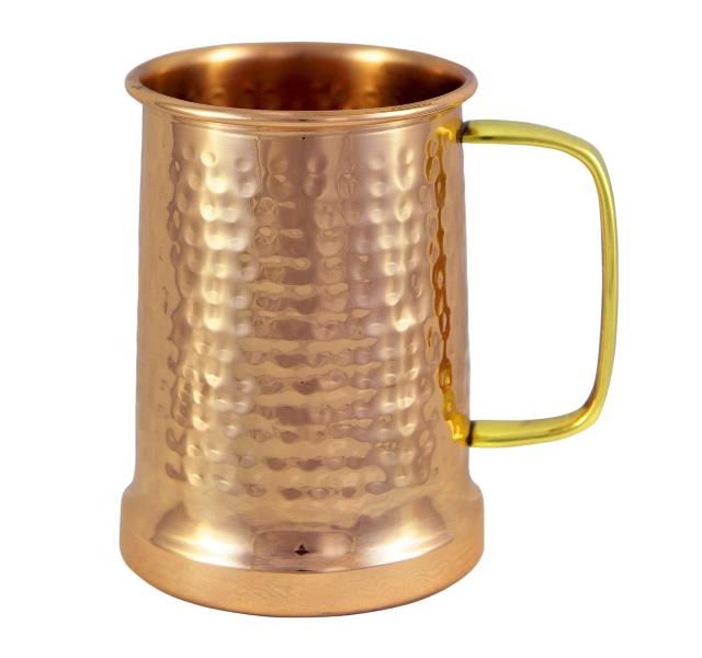 Copper beer mug with brass handle
