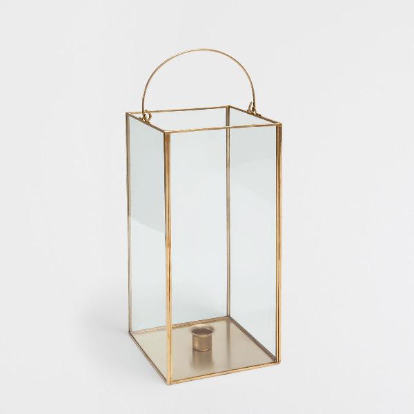 Glass and Gold Metal Lantern