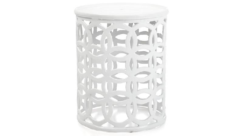 White Circle Side Table with marble Top