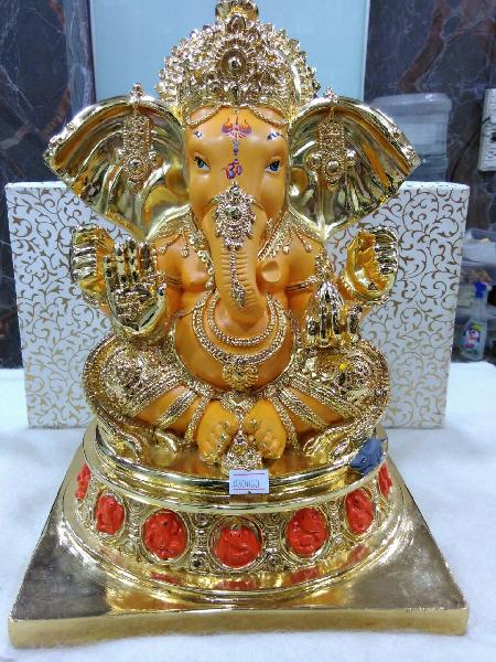  Wax marble with gold plating ganesh idol