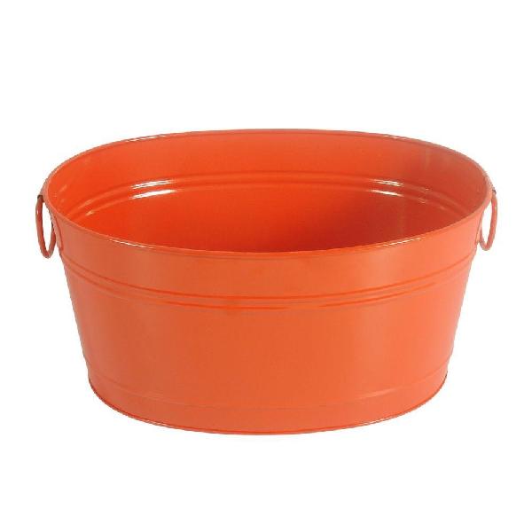 Decorative Metal Oval Beverage Party Tub, Color : Orange