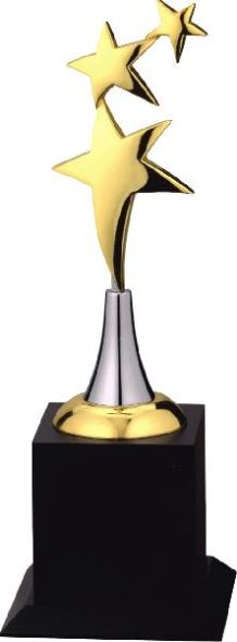 Golden Polished Brass Star Trophy, for Award Ceremony, Length : 10inch