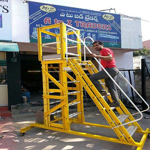 Polished FRP Mobile Platform Ladder, for Construction, Industrial, Feature : Durable, Fine Finishing