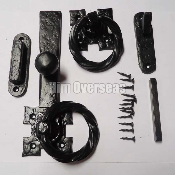 Black Iron Ring Latch, for Doors, Length : 55x40cm