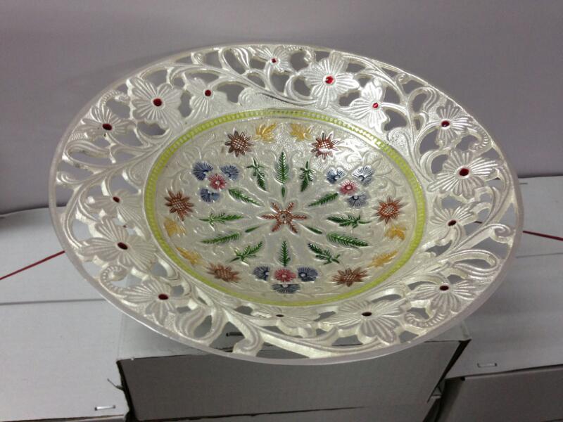 FLOWER ROUND TRAY XL ( SILVER MEENA