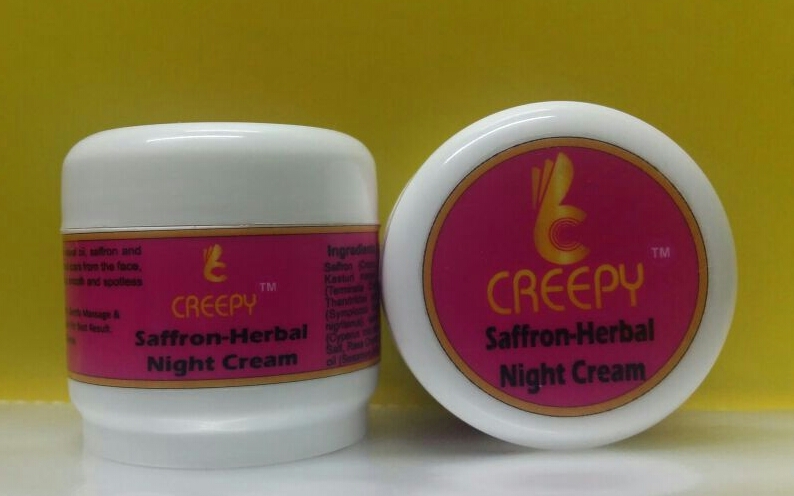 CREEPY Herbal Saffron Night Cream, Feature : Prevents Dark circle, acne, pigmentation, pimple