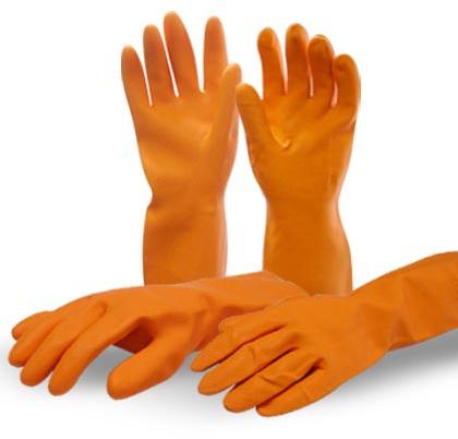 OC 104 Orange Color Industrial Rubber Gloves