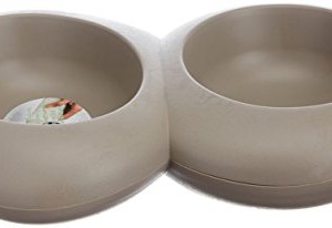 two stone dog food bowls
