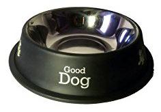 Paws For A Cause Printed Stainless Steel Anti Skid Dog Food Bowl Black 920Ml