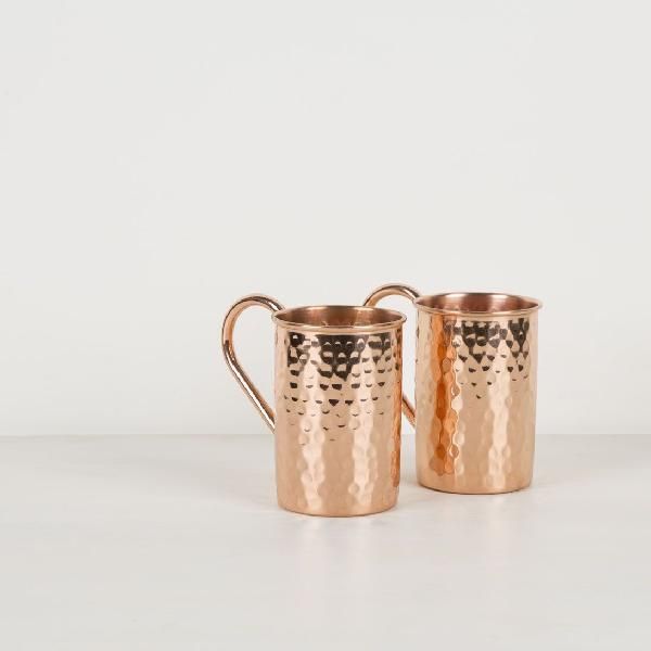 COPPER BEER MUG WITH HAMMERED.