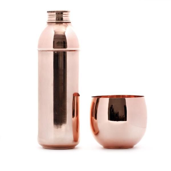 COPPER BOTTLE WITH MUG.