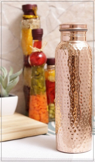 FDA Approved Hammered 100% Pure Copper Water Bottle,