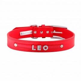 7 Letters Teal Red-M Personalised Dog Collar