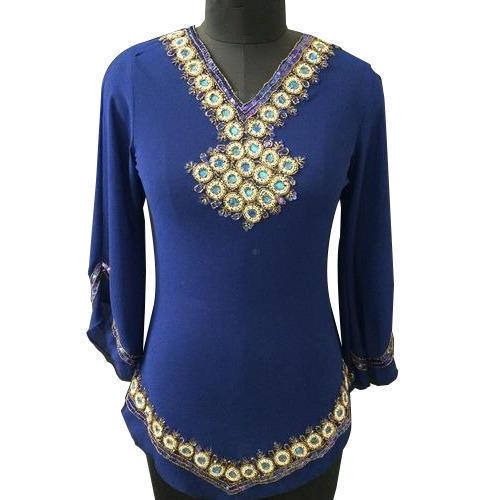 Ladies Embroidered Full Sleeves Tops, Size : Small, Medium, Large, XL