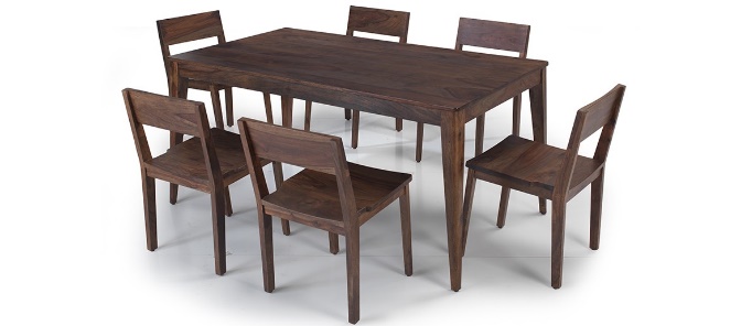 Solid Wood Sheesham Six Chair Dining Table Set