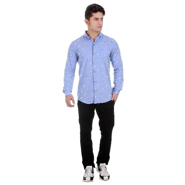 Girggit All Over Paisley Print Brunnera Blue Full Sleeves Casual Shirt With Silicon Wash