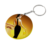 60mm Yellow Thick Round Plastic Keychain