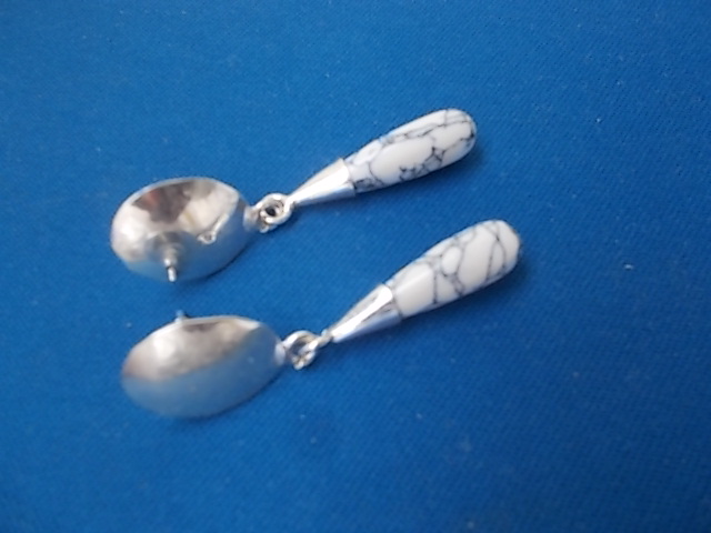 German Silver Imitation Gemstone earrings, Color : white