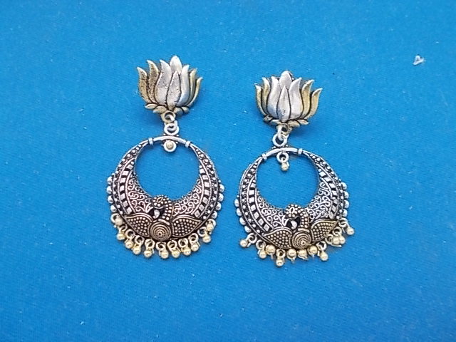 lotus dual tone earrings