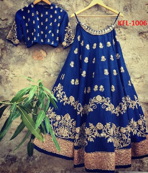 ladies wear Blue Malbouri Silk Designer Lahenga Choli