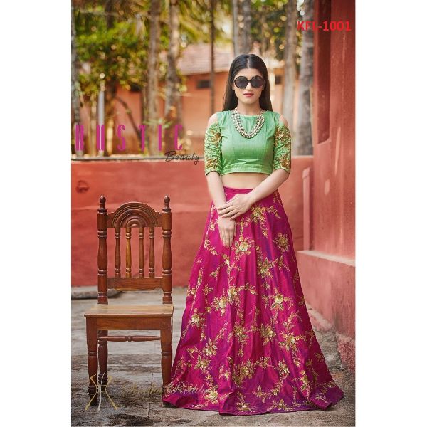 ladies wear new Pink Banarasi Silk Designer Lahenga Choli good quality