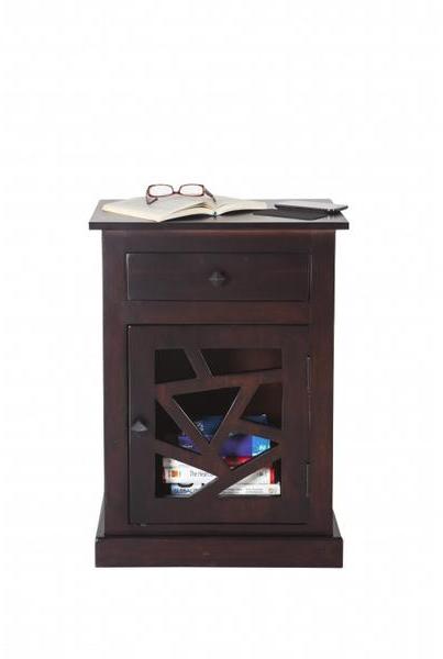 HC-039 Frett Work Bedside Dark Table, Color : DarkåÊWalnut