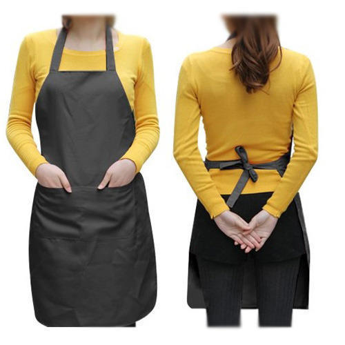 Cotton Plain Kitchen Apron, Color : Black