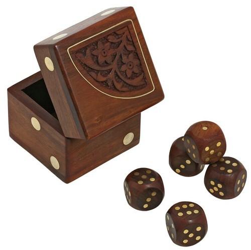 Wooden Carved Dice Box