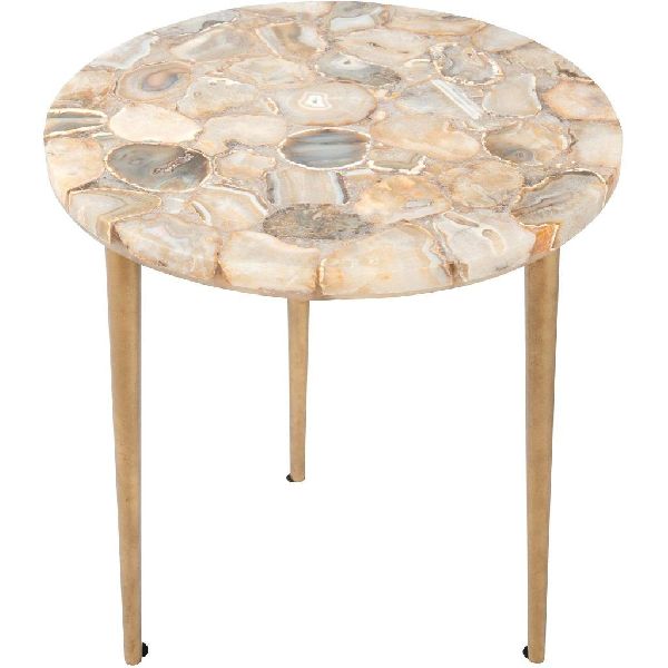 SSF11012 Iron & Agate Stone Side Table