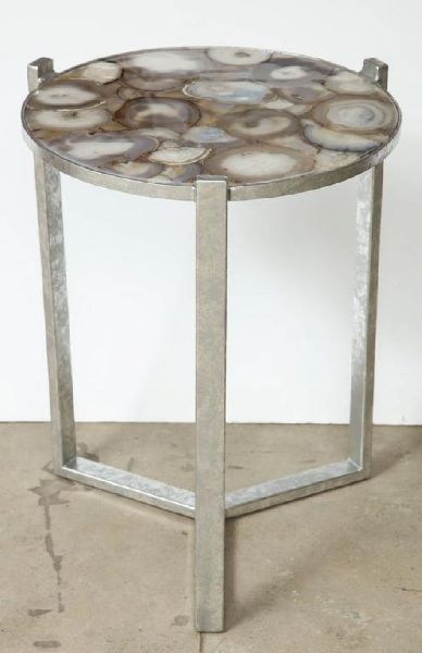 SSF11010 Iron & Agate Stone Side Table