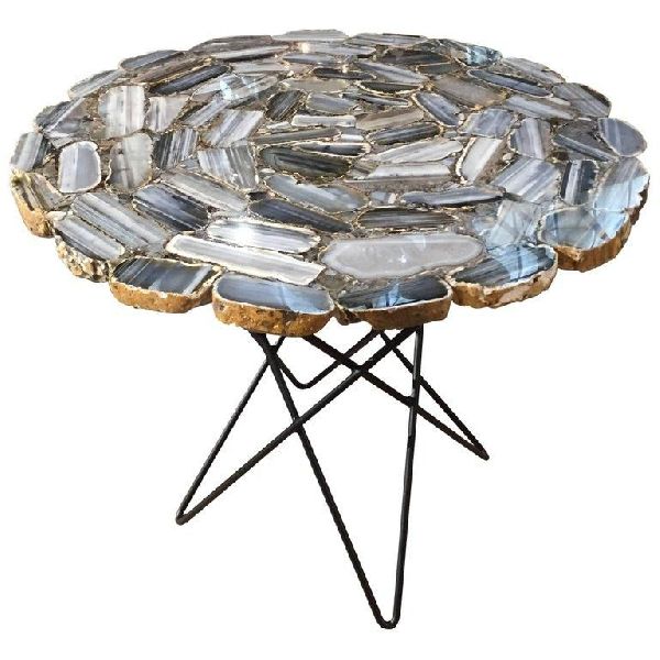 SSF3315 Iron & Agate Stone Side Table