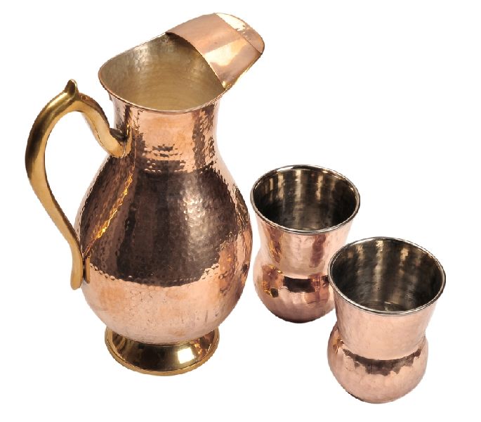 copper jug with glass