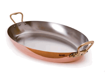 copper steel oval dish