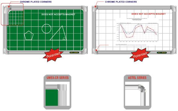 Umex-FT Series Chrome Plated Corner Non Magnetic Graph Board