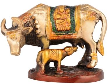 Brass Cow N Calf Statue