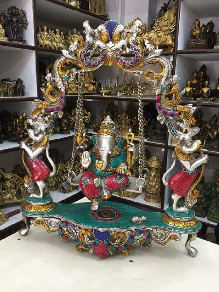 Brass jhoola Ganesha