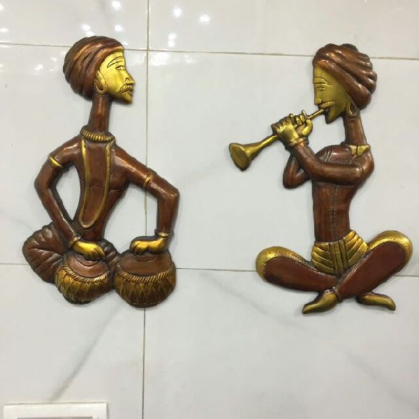 Brass Wall Hanging Musicians With Antique Polish