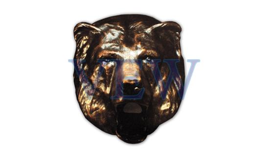 Polished metal Bear Face Sculpture, for Decoration, Color : Golden