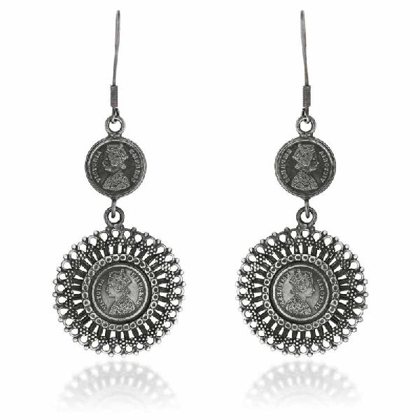 Antique Silver Coin Earrings