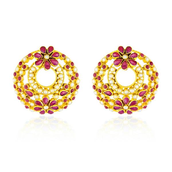 Red Pearl Floral Chandbali