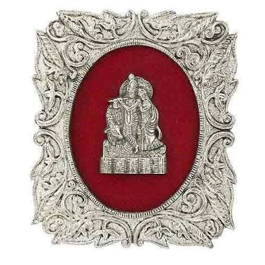 Metal Radha Krishna Wall Frame, for Decoration, Color : Silver