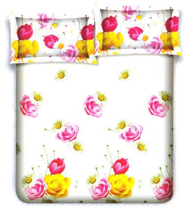 M3004 Flower Printed Double Bed Sheet Set