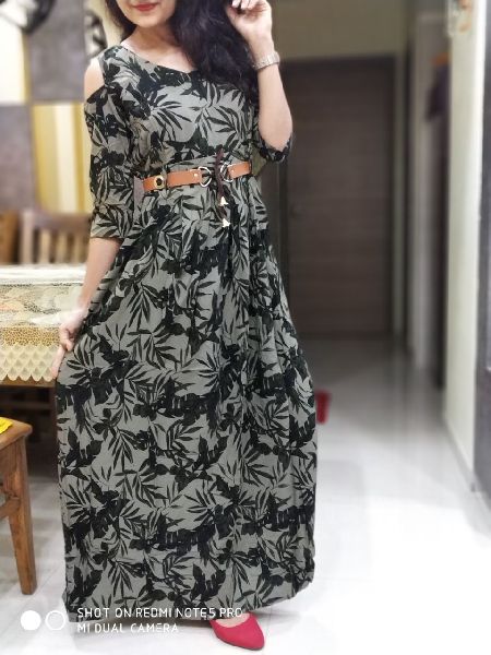 Cotton Printed ladies gown, Size : M