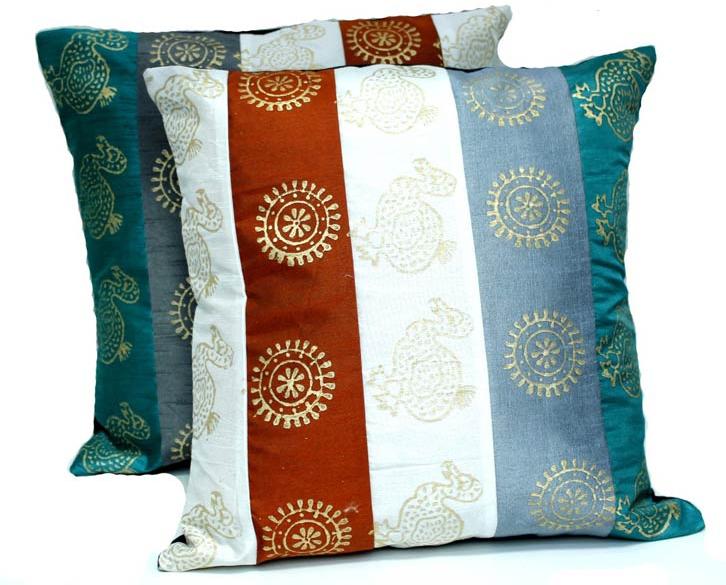 2 Traditional Indian Ethnic Multi Color Beautiful Design Dupian Work Krishna Mart Cushion Covers